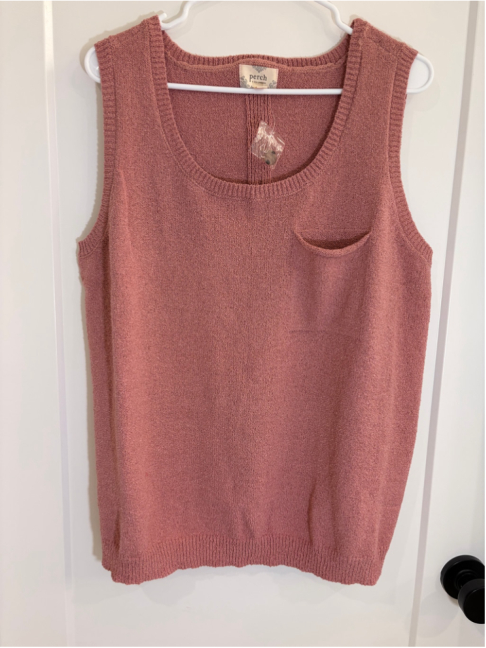 Perch by Blu Pepper Rose Mauve Sweater Vest Sleeveless Top Button Back Size 2XL